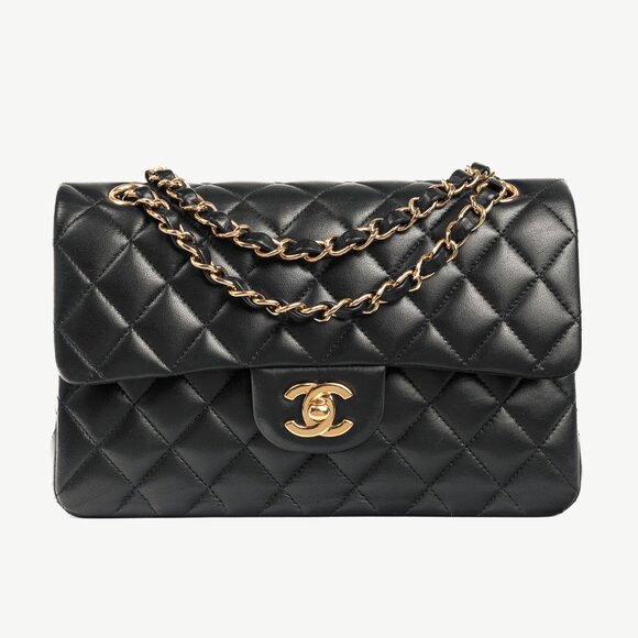 Chanel Small Classic Black Lambskin Quilted Double Flap Bag - Picture 1 of 16